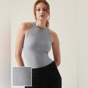 Athleta Renew Heather Grey Seamless Ribbed Racerback Women's Tank Medium